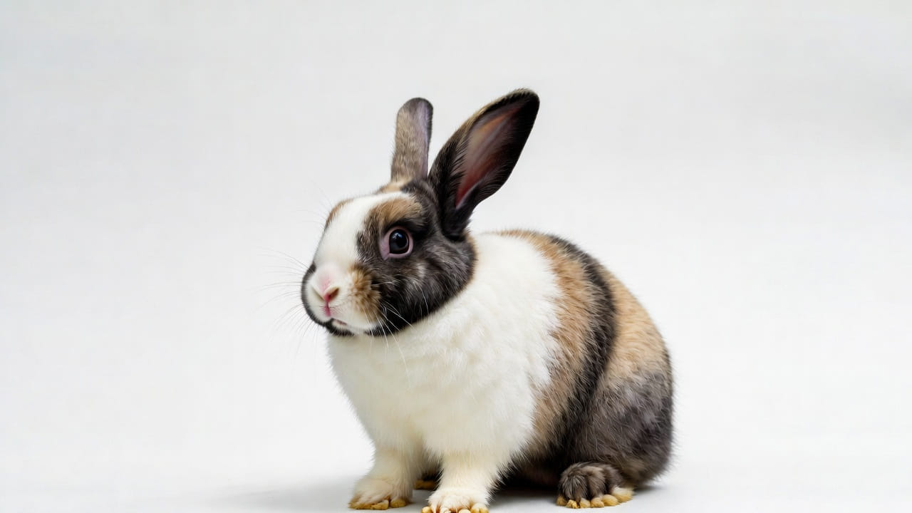 A Dutch rabbit with distinctive markings