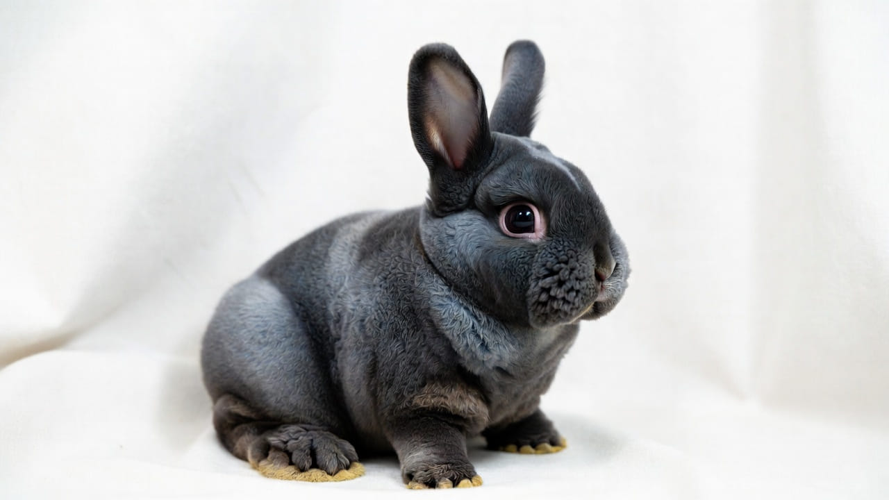 A fluffy Mini Rex rabbit